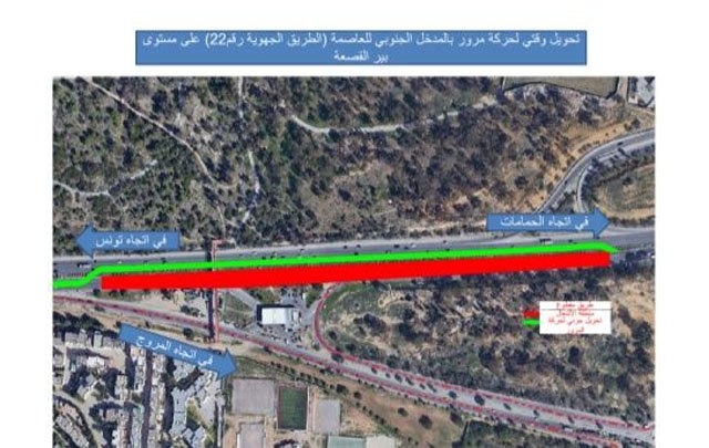 تحويل لحركة المرور بالمدخل الجنوبي للعاصمة على مستوى بئر القصعة