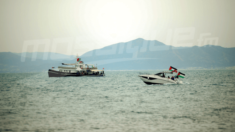 Arrivée des premiers navires de la flottille 'Soumoud' à Sidi Bou Saïd