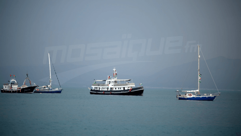 Dernier navire de la flottille 'Soumoud' quitte le port de Gammarth