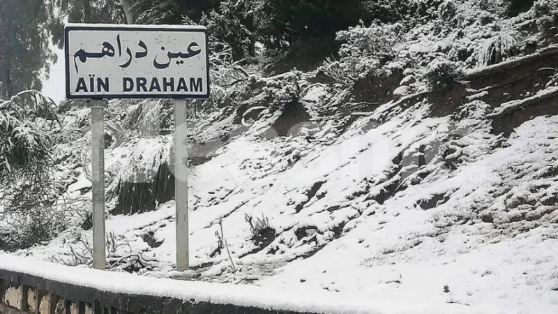 جندوبة: تساقط الثلوج بمرتفعات عين دراهم وغار الدماء