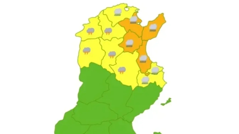 ولايات تونس الكبرى ونابل وزغوان وسوسة تحت اليقظة البرتقالية