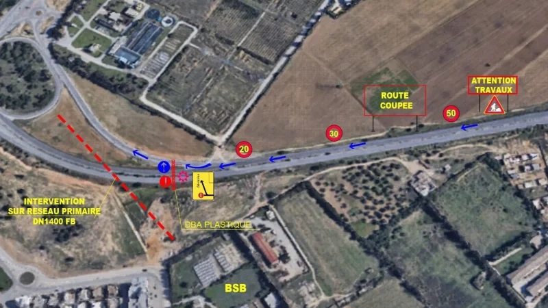 تحويل حركة الجولان بين محوّل برج غربال والمدخل الرئيسي لملعب رادس