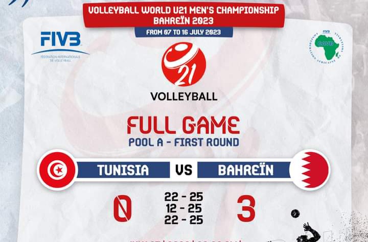 Volley – Mondial U21 (G) : la Tunisie battue par le Bahreïn