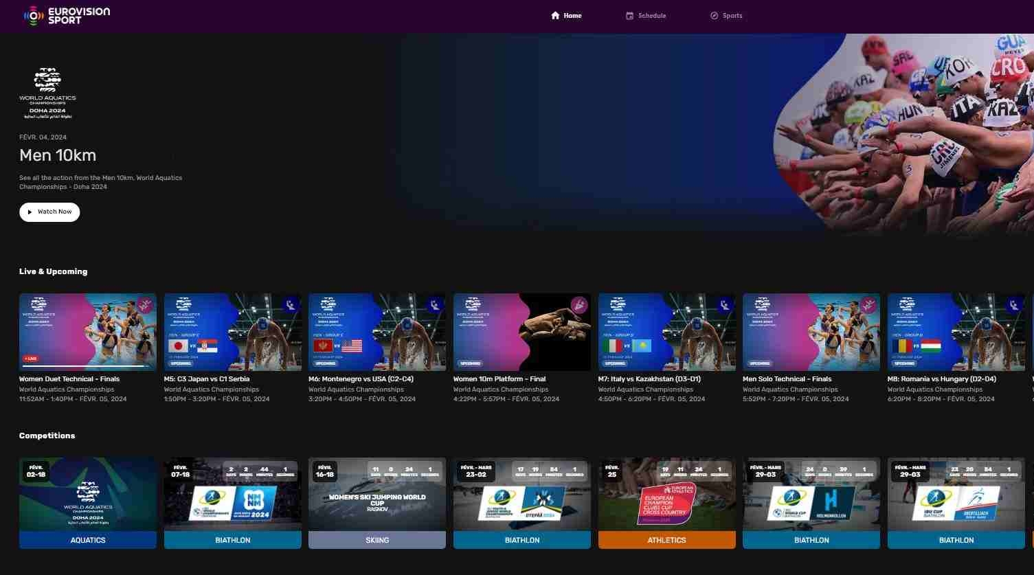 Eurovision Sport : événements sportifs à suivre en streaming multisports en clair