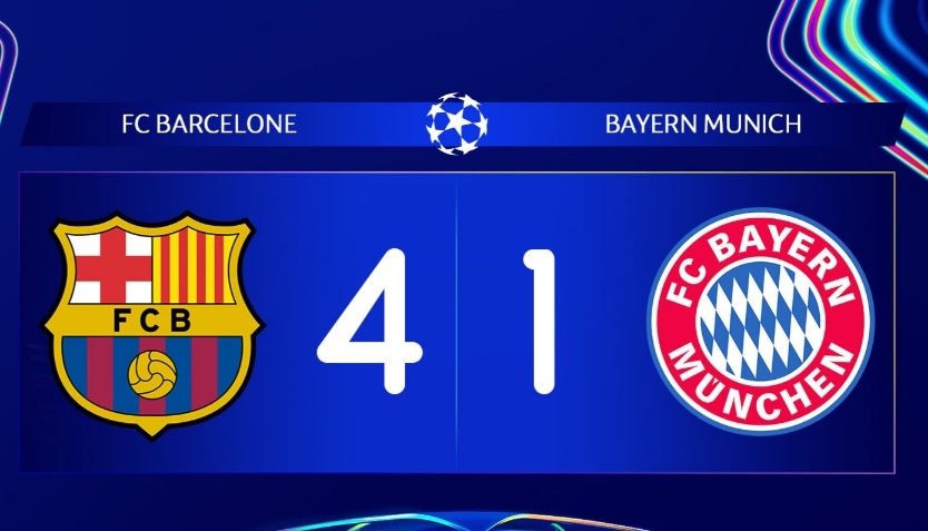 UEFA CL : Barça 4-1 Bayern, résultats complets des matches de mercredi (vidéos)