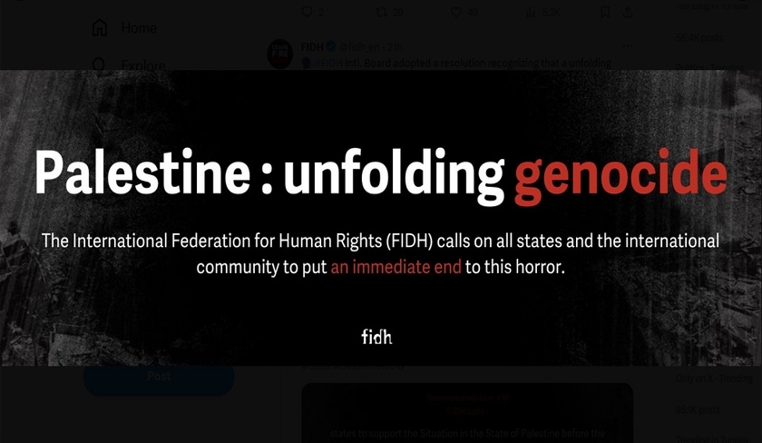 La FIDH reconnaît qu'Israël mène un génocide contre le peuple palestinien