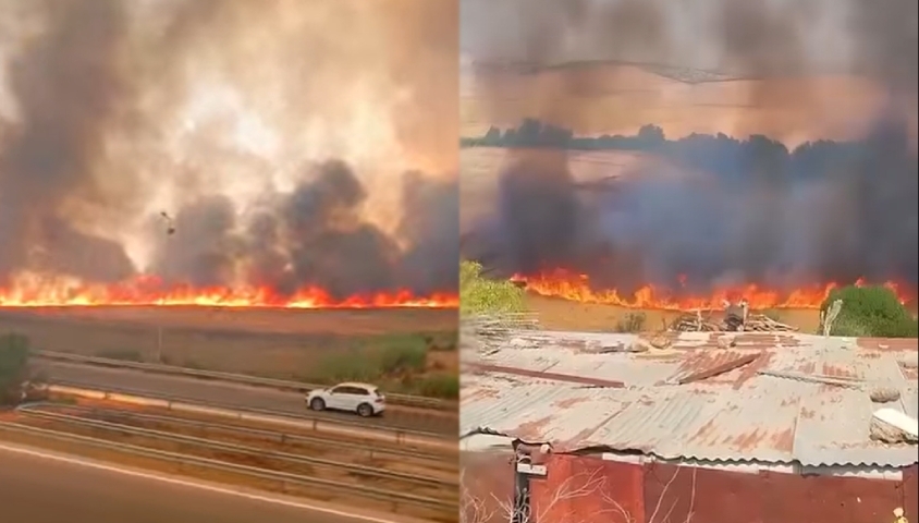 Vidéo : un immense incendie s'attaque à des champs de blé et à des terrains agricoles