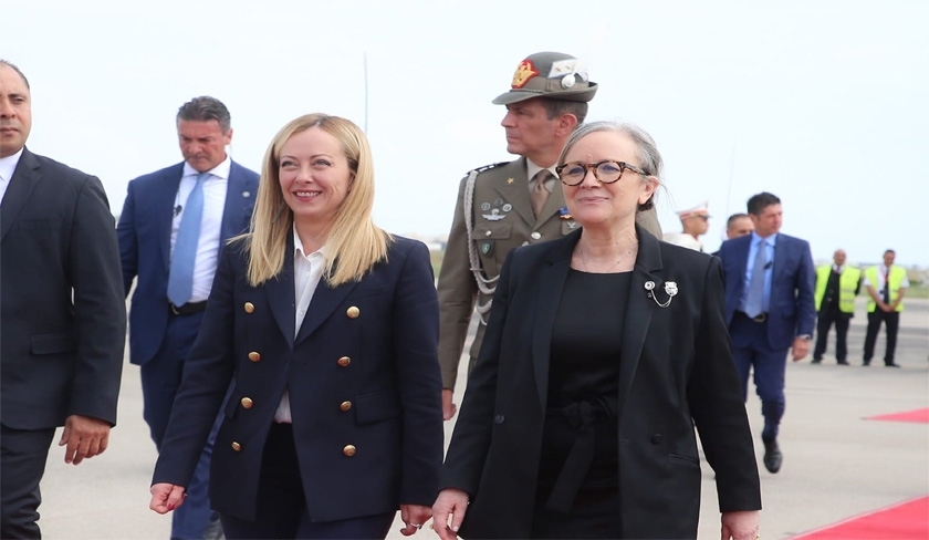 Giorgia Meloni arrivée à Tunis