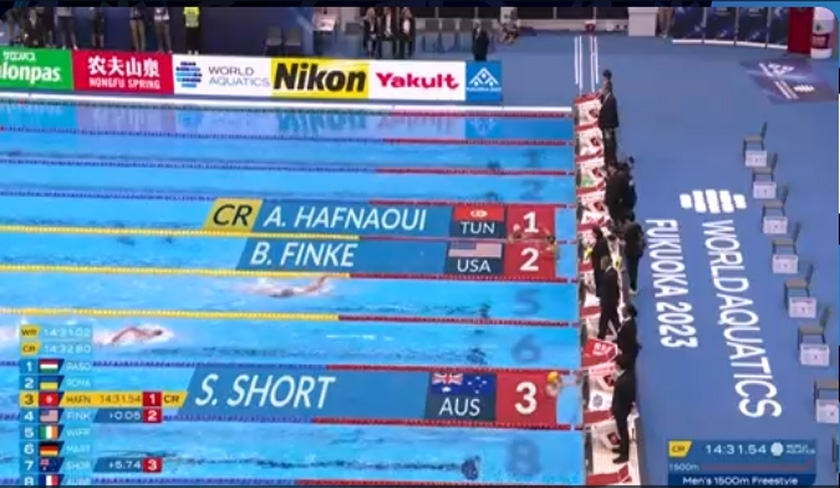 Ayoub Hafnaoui, champion du monde des 1500m nage libre