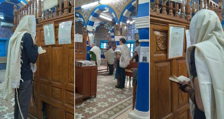 A Djerba, office matinal en la synagogue des Cohanim