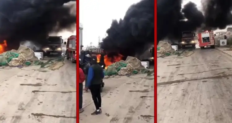 Tunisie : Un chalutier en flammes au port de Zarzouna, le pire évité