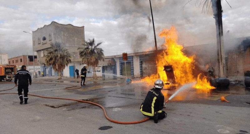 صفاقس: حريق في محل لبيع البنزين ببئر علي بن خليفة