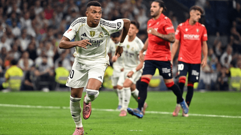 الدوري الإسباني: مبابي يمنح الفوز لريال مدريد ضد أوساسونا