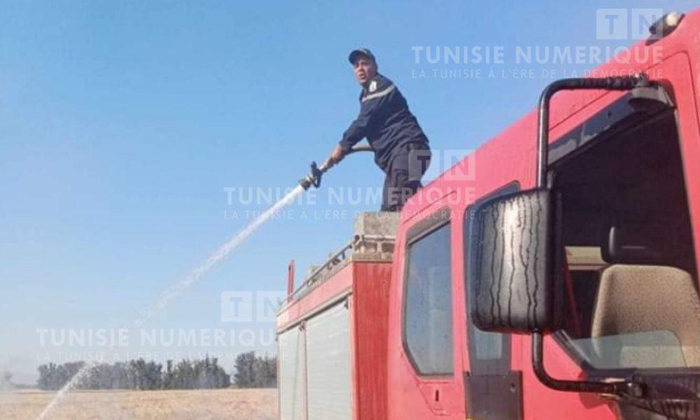 Tunisia-Jendouba: Control of  fire in  wheat field