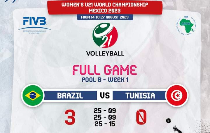 Volley – Mondial féminin U21 : la Tunisie s’incline 3-0 devant le Brésil