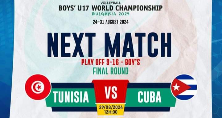 Mondial volley U17 : sur quelle chaine et à quelle heure suivre Tunisie – Cuba ce jeudi ?