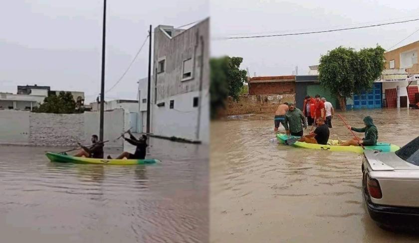 Inondations : des jeunes de Chebba choisissent de se déplacer en kayak