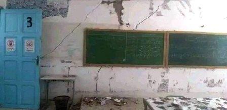 Tunisie – IMAGES : Bouarada : Le toit d’une salle de classe s’écroule