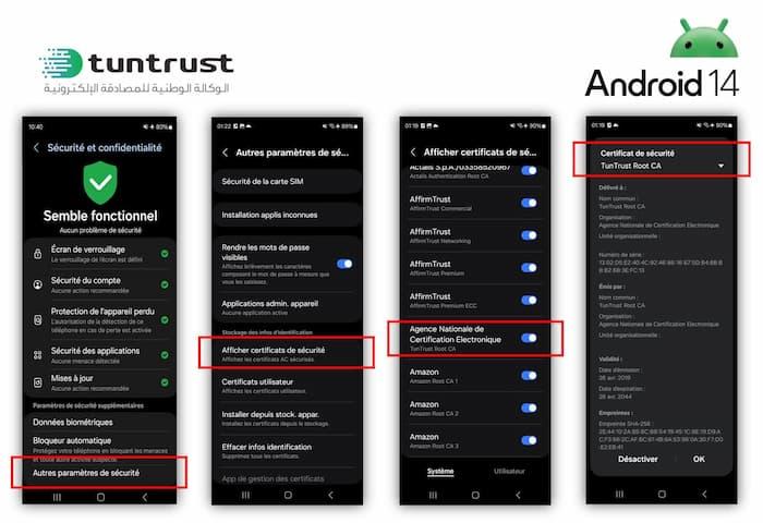 Tuntrust Root CA certifié Android 14