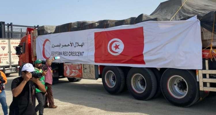 Les aides humanitaires tunisiennes arrivent à Gaza