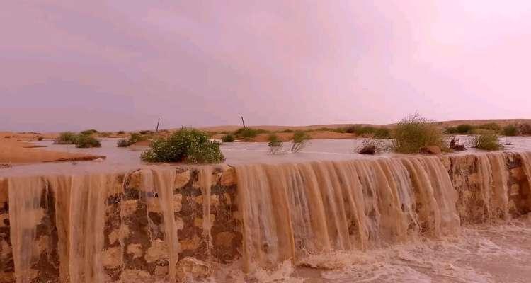 اجلاء سياح بقبلي بعد ان حاصرتهم مياه الأمطار