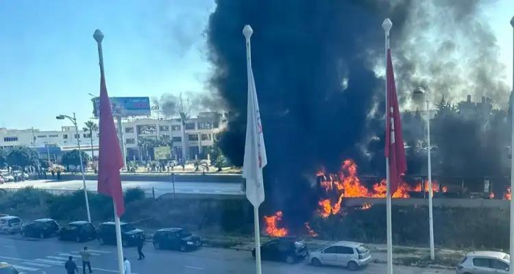 تونس: احتراق حافلة بالمركز العمراني الشمالي