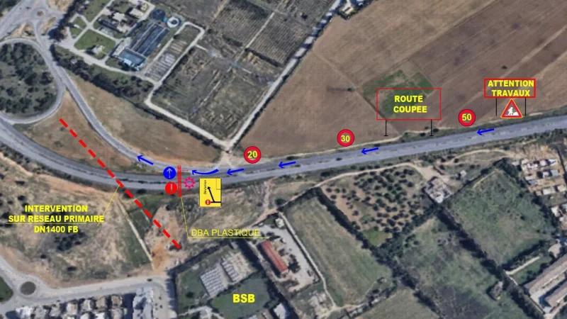 تحويل حركة الجولان بين محوّل برج غربال والمدخل الرئيسي لملعب رادس