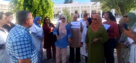 Tunisia – Protest of teachers in a primary school in Kélibia